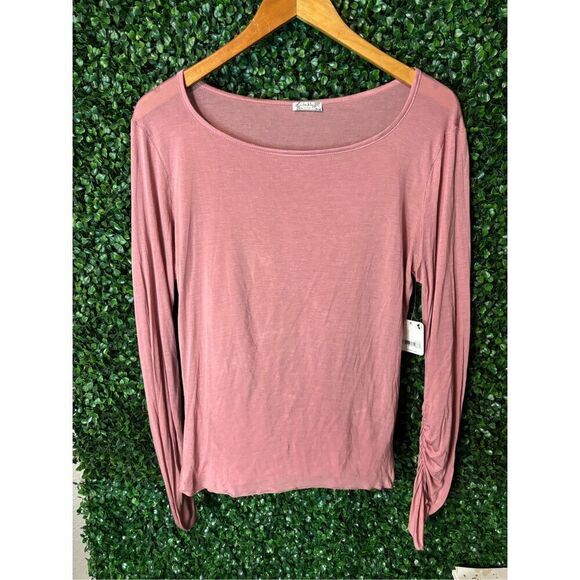 Free People Dusty Pink Sheer Long Sleeve Sz Large NWT - Picture 1 of 4